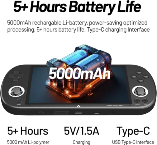 Video Game Console Trimui Smart Pro Emulador Mini Game, SD 64 GB, Tela HD IPS de 4,9 Pol, Sistema Linux, Suporte a Mais de 5500 Jogos Clássicos, Gamepad sem Fio 2.4G/5G, WiFi Bluetooth - Preto. - Imagem 4