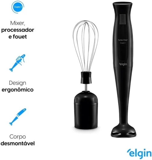 Mixer Vertical Turbo Chef Elgin 3 em 1 200W Preto 110v - Imagem 12