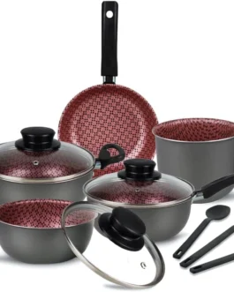 Conjunto Panelas Elegan Prime 8 Peças Grafite com Rosa – Dona Chefa