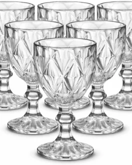 Jogo de 6 Taças de Vidro Diamond Transparente 315ml Design Elegante e Resistente Ideal para Suco Água Refrigerante Drinks e Café Transparente para Cozinha Bar e Restaurante
