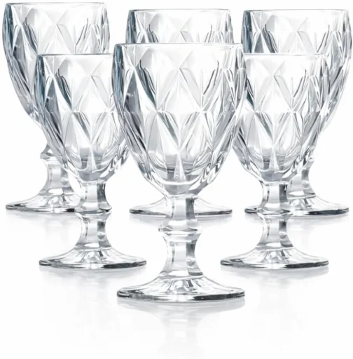 Jogo de 6 Taças de Vidro Diamond Transparente 315ml Design Elegante e Resistente Ideal para Suco Água Refrigerante Drinks e Café Transparente para Cozinha Bar e Restaurante - Imagem 8