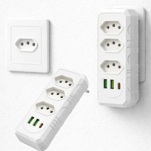 Extensão Elétrica/Benjamin com 3 Tomadas, 2 USB + USB-C – Régua de Energia e Adaptador de Tomada Premium - Imagem 2