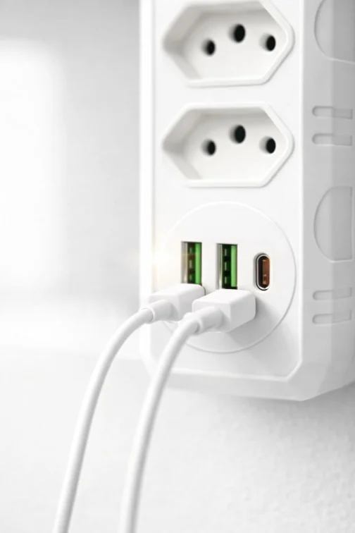 Extensão Elétrica/Benjamin com 3 Tomadas, 2 USB + USB-C – Régua de Energia e Adaptador de Tomada Premium - Imagem 6