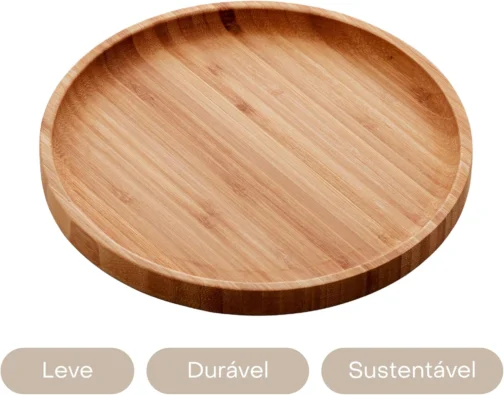 LYOR - Bandeja de Bambu Round 20cm - Mesa Posta - Organização - Utensílios de Cozinha - Enxoval - Decoração - Petisqueira - Utilidades Domésticas - Imagem 5