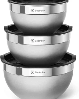 Electrolux Kit Bowls Tigelas de Inox com Tampa Plástica, 3 Unidades