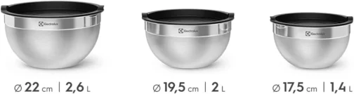 Electrolux Kit Bowls Tigelas de Inox com Tampa Plástica, 3 Unidades - Imagem 3