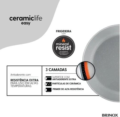 Jogo de Panelas Brinox 5 Peças Ceramic Life Easy Cinza - Imagem 5