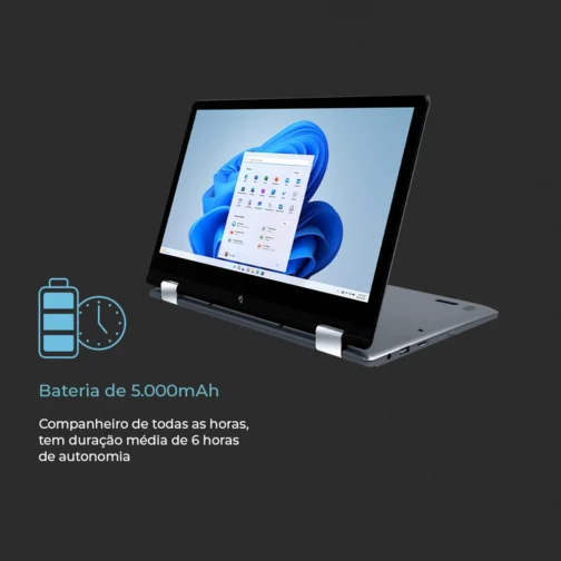 Notebook Positivo Duo 2 em 1 Intel Celeron Windows 11 Home 4GB 128GB, Tela 11.6" IPS HD, Cinza - C4128B-3 - Imagem 7
