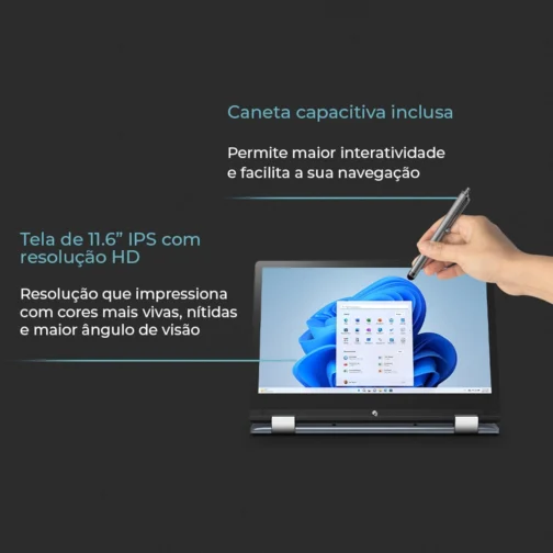 Notebook Positivo Duo 2 em 1 Intel Celeron Windows 11 Home 4GB 128GB, Tela 11.6" IPS HD, Cinza - C4128B-3 - Imagem 9