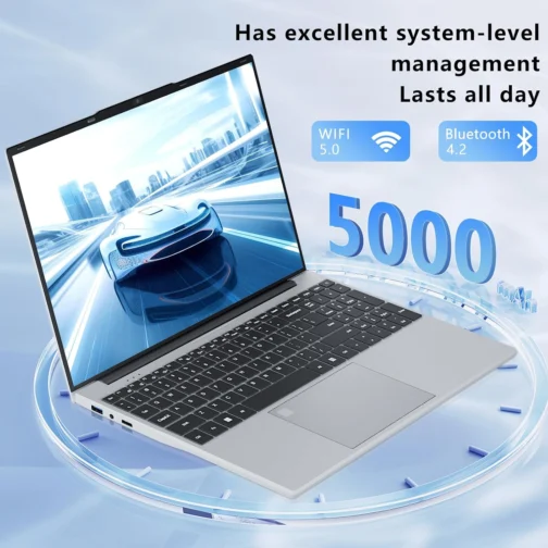 DUNHOO Laptop de 15,6 polegadas, laptops de 16 GB de RAM, SSD de 512 GB, computador de topo de volta N5095, laptops portáteis, abertura de ângulo de 180, teclado retroiluminado com desbloqueio de - Imagem 7
