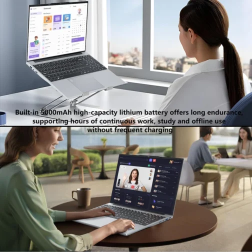 DUNHOO Laptop de 15,6 polegadas, laptops de 16 GB de RAM, SSD de 512 GB, computador de topo de volta N5095, laptops portáteis, abertura de ângulo de 180, teclado retroiluminado com desbloqueio de - Imagem 8