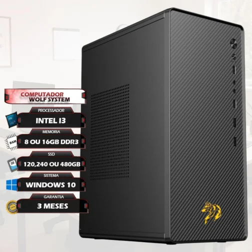 PC Desktop Intel Core i3 4ª Geração, 8GB ou 16GB RAM DDR3, SSD 120GB/240GB/480GB, Windows 11, 4 Portas USB, HDMI, Preto, Torre (120, GB, 16, GB) - Imagem 4