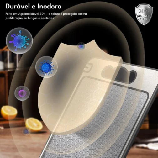 LUMAI Tabua de Cortar Monaco de Aço Inoxidável 304 Legitimo, Espessura 0.5mm, Utensilio de Cozinha Premium - Imagem 5