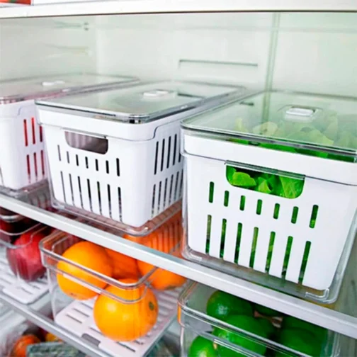 House Organizer Kit 4 Organizadores Geladeira Armário Cozinha 2,2 Litros Alimentos Vegetais - Imagem 5