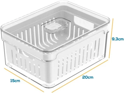 House Organizer Kit 4 Organizadores Geladeira Armário Cozinha 2,2 Litros Alimentos Vegetais - Imagem 6