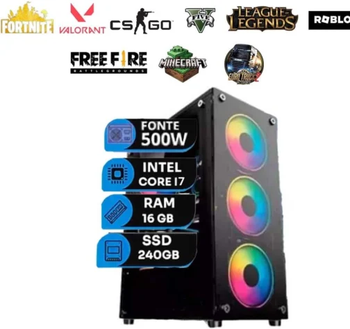 PC Gamer MRPC Completo Intel core i7 3.4GHz 16 GB RAM SSD 240 GB Fonte 500 W Monitor 19″ HDMI Placa de vídeo NVIDIA GT730 - Imagem 3