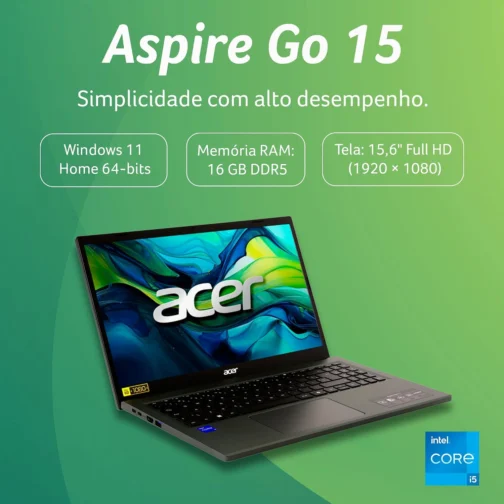 Notebook Acer Aspire Go 15 AG15-71P-53R6 Intel Core i5 13º Geração 16BG RAM 512GB SSD 15,6" Full HD Windows 11 Home - Imagem 3