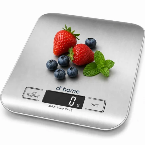 Balança de Cozinha Inox Digital para Alimentos Dieta Fitness Alta Precisão Resistente a Água Com Base Antiderrapante e Visor de Alta Definição Pesagem de 1g até 10kg Premium - Imagem 2