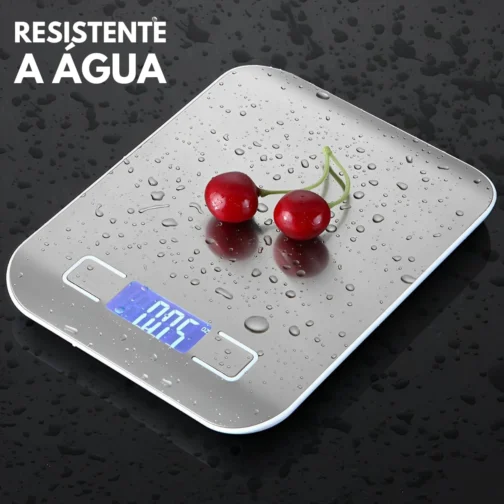 Balança de Cozinha Inox Digital para Alimentos Dieta Fitness Alta Precisão Resistente a Água Com Base Antiderrapante e Visor de Alta Definição Pesagem de 1g até 10kg Premium - Imagem 3