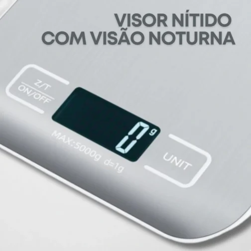 Balança de Cozinha Inox Digital para Alimentos Dieta Fitness Alta Precisão Resistente a Água Com Base Antiderrapante e Visor de Alta Definição Pesagem de 1g até 10kg Premium - Imagem 6
