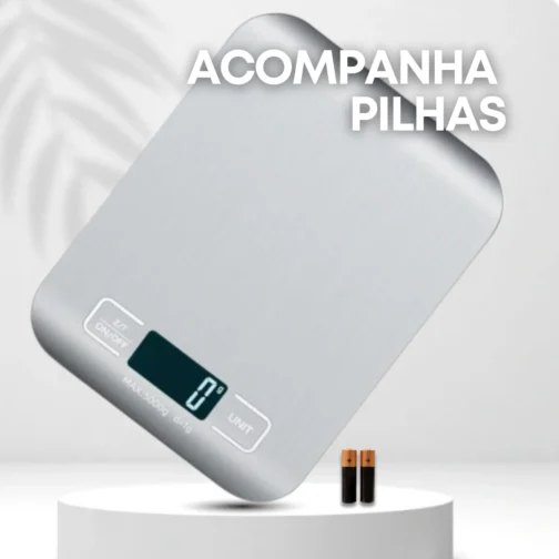 Balança de Cozinha Inox Digital para Alimentos Dieta Fitness Alta Precisão Resistente a Água Com Base Antiderrapante e Visor de Alta Definição Pesagem de 1g até 10kg Premium - Imagem 9