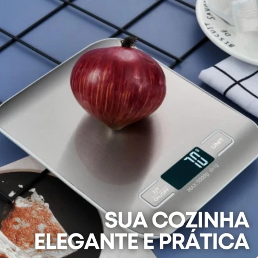 Balança de Cozinha Inox Digital para Alimentos Dieta Fitness Alta Precisão Resistente a Água Com Base Antiderrapante e Visor de Alta Definição Pesagem de 1g até 10kg Premium - Imagem 10