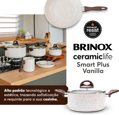Brinox - Jogo de Panelas Antiaderente Ceramic Life 6 Peças Smart Plus - Vanilla - Imagem 3