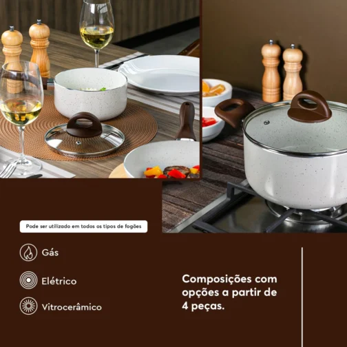 Brinox - Jogo de Panelas Antiaderente Ceramic Life 6 Peças Smart Plus - Vanilla - Imagem 5