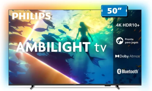 PHILIPS, Smart TV Ambilight 50" 4K, Titan OS, 50PUG8100/78, Comando de Voz, HDR10+/Dolby Atmos, VRR/ALLM, Bluetooth - Imagem 3