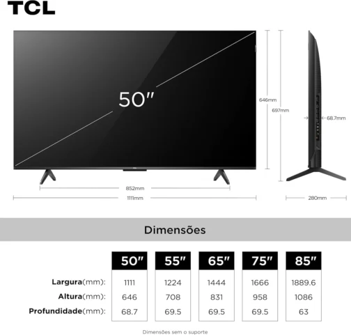 Smart TV 50" TCL 4K UHD QLED 50P7K Google TV AiPQ Google Assistente 3 HDMI - Imagem 4