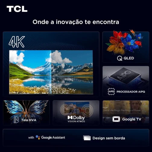 Smart TV 50" TCL 4K UHD QLED 50P7K Google TV AiPQ Google Assistente 3 HDMI - Imagem 5