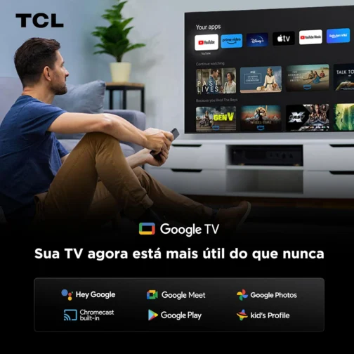 Smart TV 50" TCL 4K UHD QLED 50P7K Google TV AiPQ Google Assistente 3 HDMI - Imagem 9