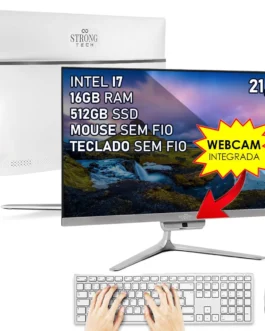 Computador Completo All In One Intel Core i7 21,5″ Full HD 16GB SSD 512GB 4 Núcleos Super Turbo Hdmi Teclado e Mouse Strong Tech