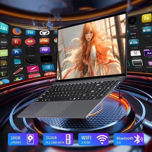 Laptop de 15,6 polegadas, laptops com processador Core (até 3,40 GHz), laptop para jogos 16 GB de RAM, 512 GB de ROM, FHD 1920 x 1080, laptops tradicionais Win 11 Pro, computadores com netbook Wi-Fi - Imagem 3