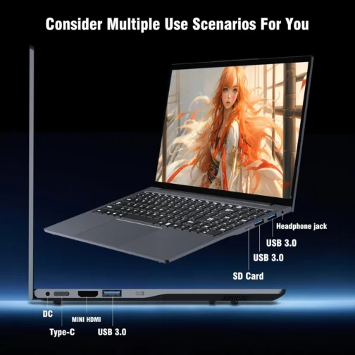 Laptop de 15,6 polegadas, laptops com processador Core (até 3,40 GHz), laptop para jogos 16 GB de RAM, 512 GB de ROM, FHD 1920 x 1080, laptops tradicionais Win 11 Pro, computadores com netbook Wi-Fi - Imagem 6