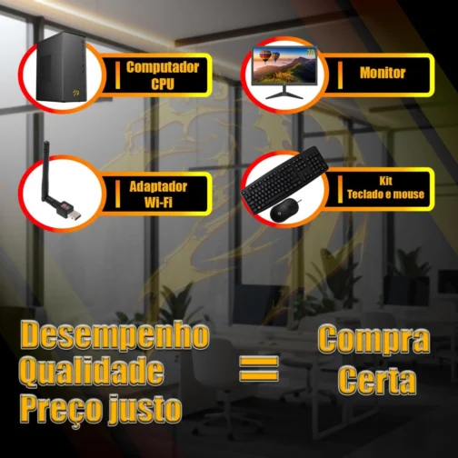PC Completo Home Office Intel Core i3 4ª Geração Opções 8GB/16GB RAM SSD 120GB/240GB/480GB, Windows 10, Monitor LED 20,Teclado e Mouse Inclusos (120, GB, 16, GB) - Imagem 6