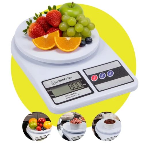 Gourmet Mix Balança de Cozinha Digital de Precisão até 10Kg Compacta em Polipropileno para Receitas Doces e Salgadas, Artesanato, Delivery e Laboratórios - Imagem 4