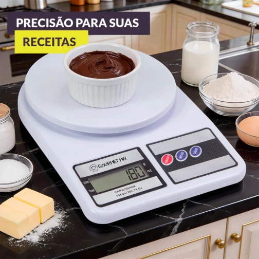 Gourmet Mix Balança de Cozinha Digital de Precisão até 10Kg Compacta em Polipropileno para Receitas Doces e Salgadas, Artesanato, Delivery e Laboratórios - Imagem 5