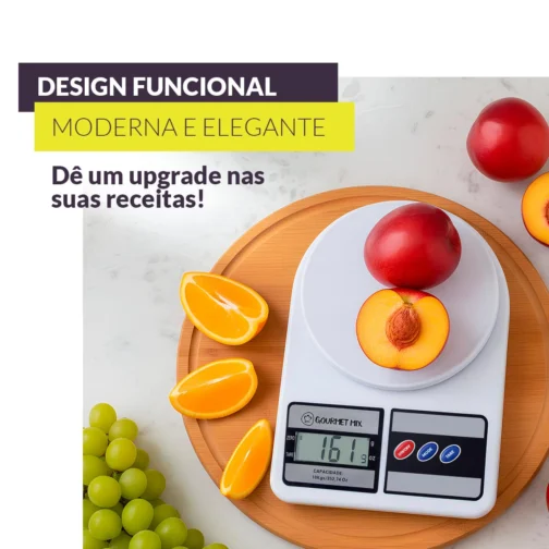 Gourmet Mix Balança de Cozinha Digital de Precisão até 10Kg Compacta em Polipropileno para Receitas Doces e Salgadas, Artesanato, Delivery e Laboratórios - Imagem 7