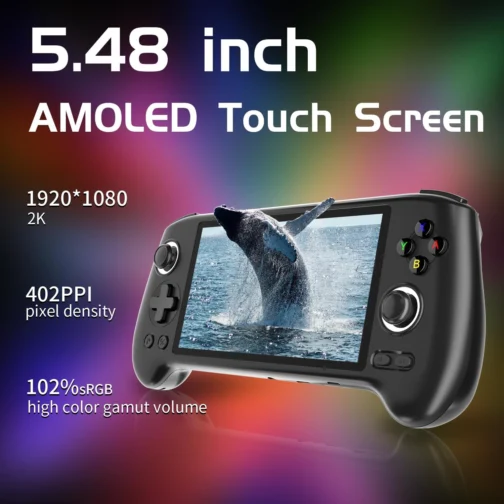 RG556 Retro Handheld Game Console , Android 13 System Unisoc T820 Processor 5.48 Touch Inch AMOLED Screen 5500mAh Battery Support WiFi Online DP Output (Black) - Imagem 4
