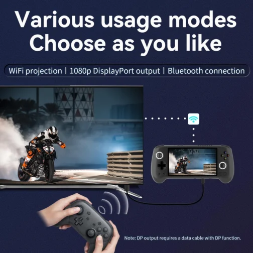 RG556 Retro Handheld Game Console , Android 13 System Unisoc T820 Processor 5.48 Touch Inch AMOLED Screen 5500mAh Battery Support WiFi Online DP Output (Black) - Imagem 6