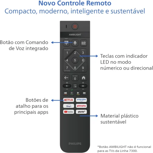 PHILIPS Smart TV, 55" 4K, 55PUG7300, Comando de Voz, Bluetooth, HDR, Dolby Atmos, HDMI, USB, Wi-Fi - Imagem 11