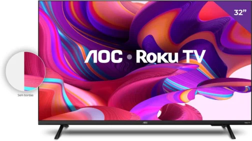 Smart TV LED 32" HD AOC 32S5135/78G - Design sem bordas, Wifi, Conversor Digital, USB, HDMI - Imagem 2
