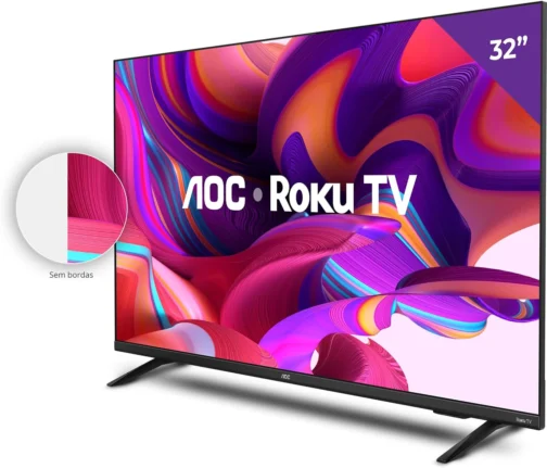 Smart TV LED 32" HD AOC 32S5135/78G - Design sem bordas, Wifi, Conversor Digital, USB, HDMI - Imagem 3