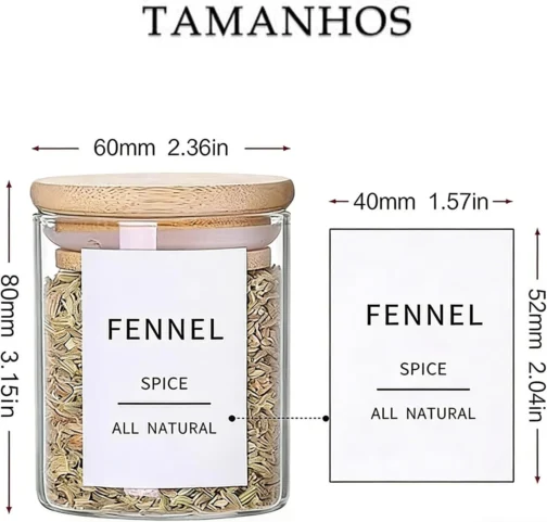 Potes Herméticos de Vidro com Tampa de Bambu - Kit 6 Unidades 200ml para Temperos, Grãos, Café e Organização de Cozinha - Imagem 7