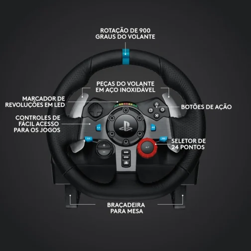 Logitech G, G29 SE Driving Force, Combo Volante Pedais e Câmbio, USB, PS5, PS4, PS3 e PC - Imagem 6