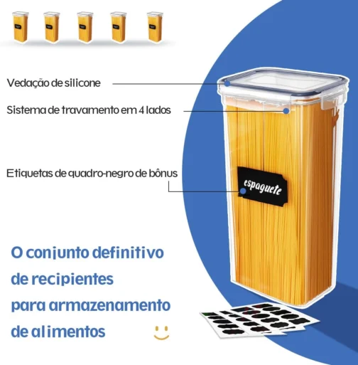 Kit 8 Potes Tampa Hermético Porta Alimentos Mantimentos Armário Cozinha (KIt 8) - Imagem 4