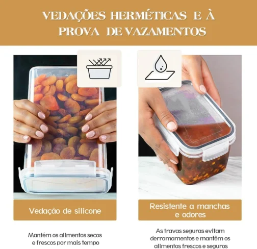 Kit 8 Potes Tampa Hermético Porta Alimentos Mantimentos Armário Cozinha (KIt 8) - Imagem 5