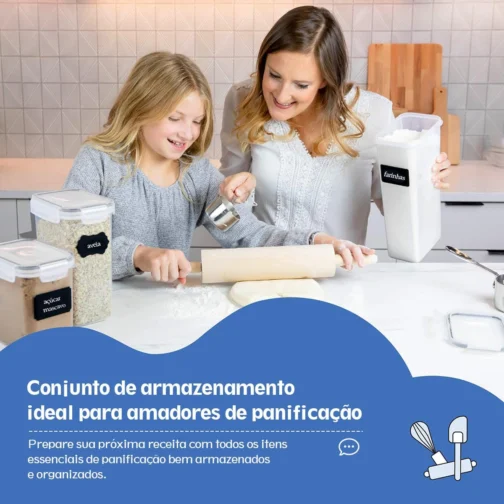 Kit 8 Potes Tampa Hermético Porta Alimentos Mantimentos Armário Cozinha (KIt 8) - Imagem 6