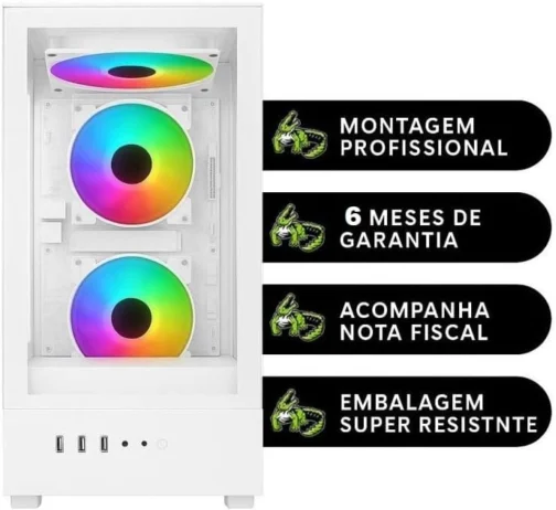 PC Gamer Branco Completo Intel i5 Memoria Ram 16GB SSD 240GB Monitor HDMI Kit Gamer - Imagem 6